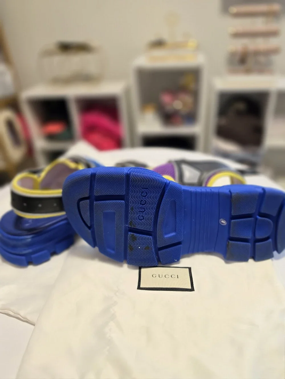 Gucci Rubber Colorblock Pattern Sandals